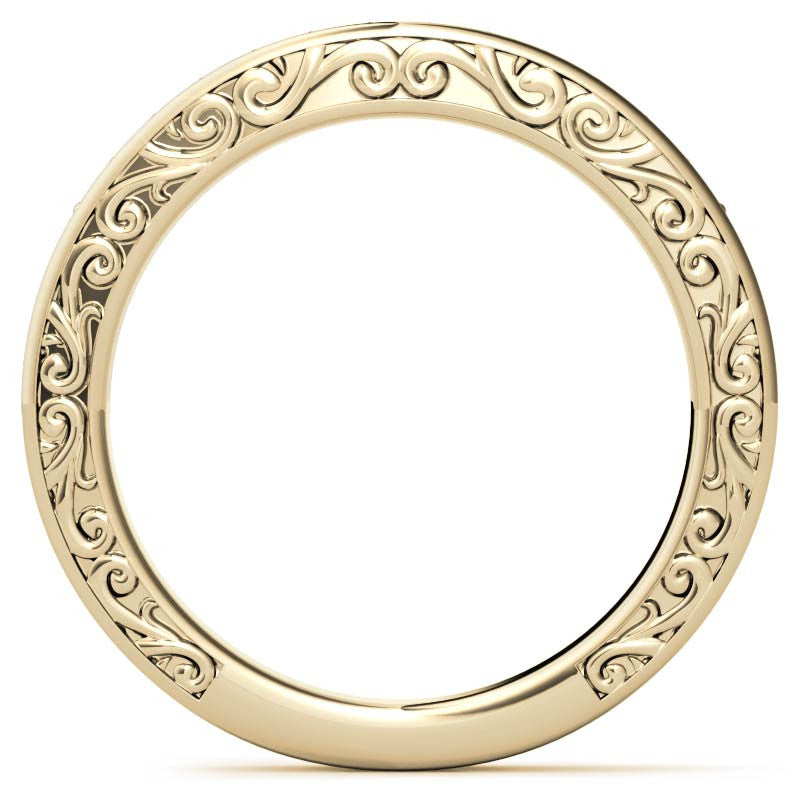 Scroll Design Round Celtic Knot Moissanite Engagement Ring