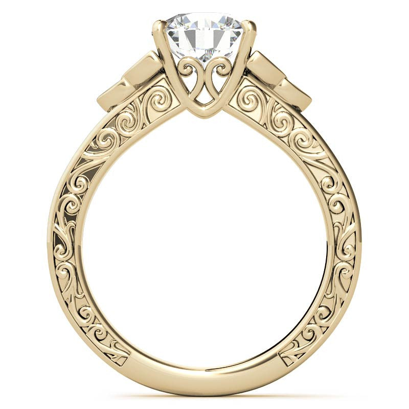 Scroll Design Round Celtic Knot Moissanite Engagement Ring