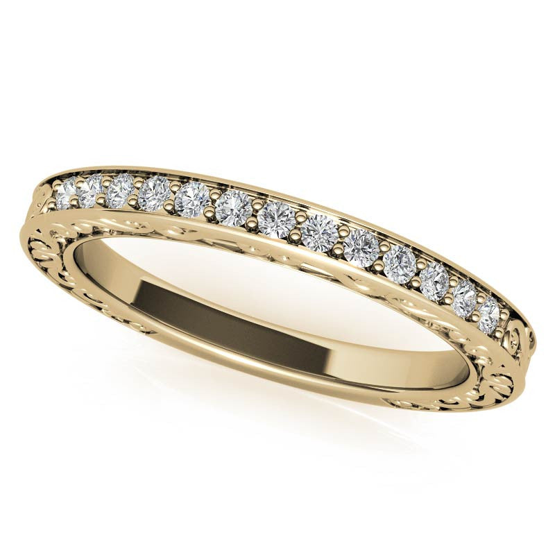 Scroll Design Round Celtic Knot Moissanite Engagement Ring