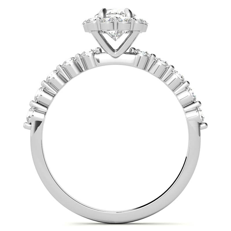 Oval Single Prong Halo Moissanite Engagement Ring