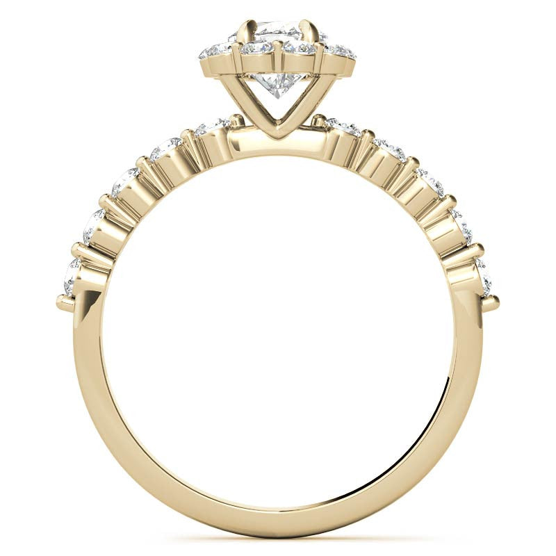Oval Single Prong Halo Moissanite Engagement Ring