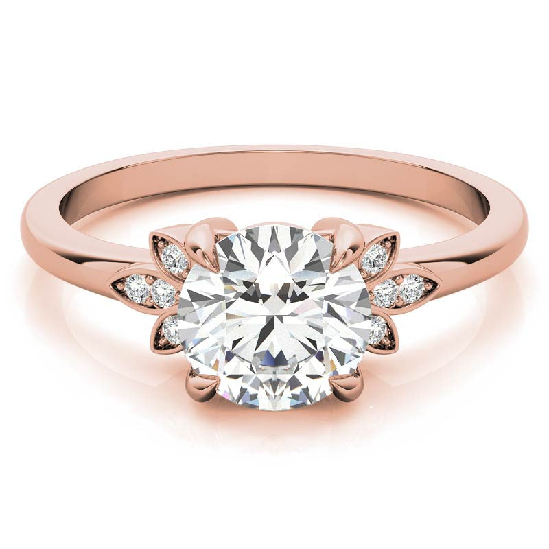 Floral Inspired Round Brilliant Moissanite Engagement Ring