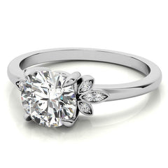 Floral Inspired Round Brilliant Moissanite Engagement Ring