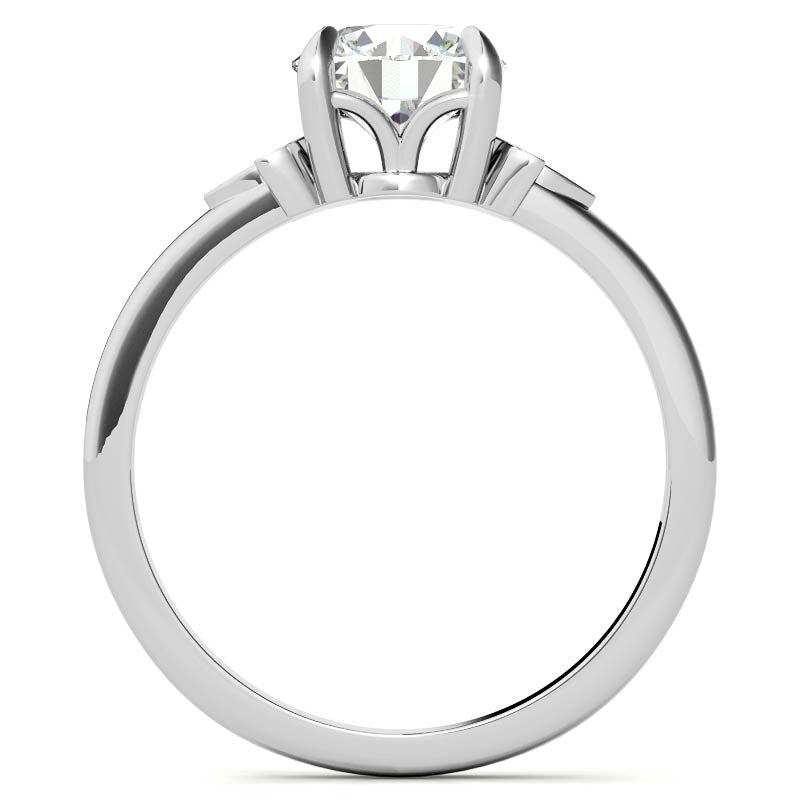 Floral Inspired Round Brilliant Moissanite Engagement Ring