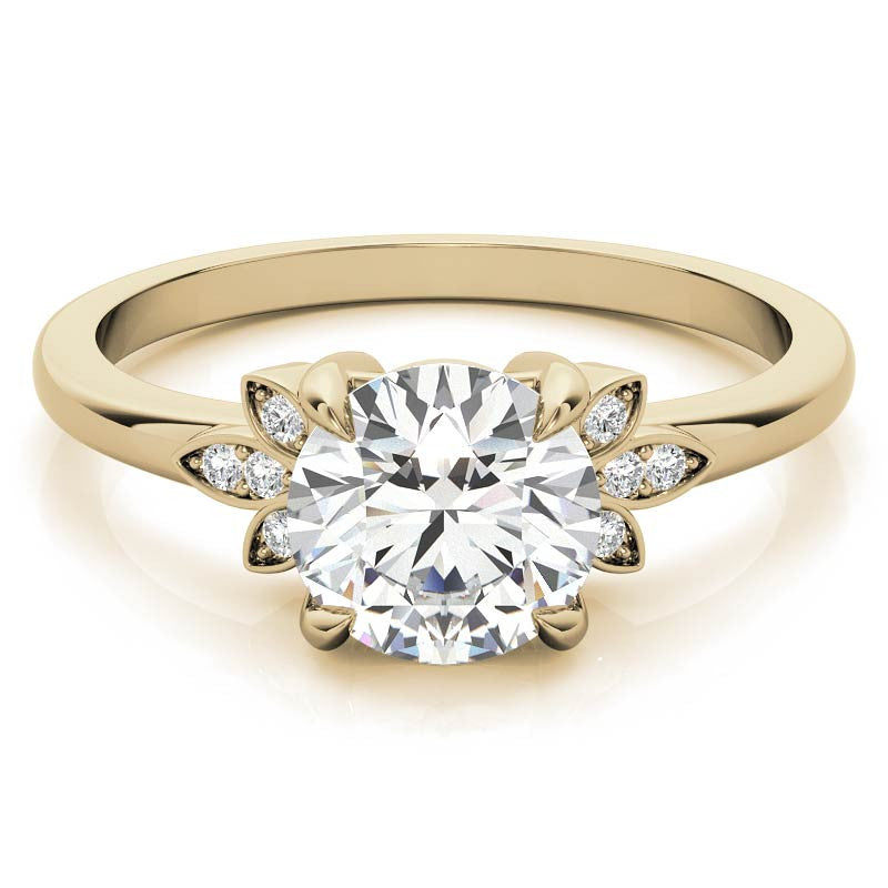 Floral Inspired Round Brilliant Moissanite Engagement Ring