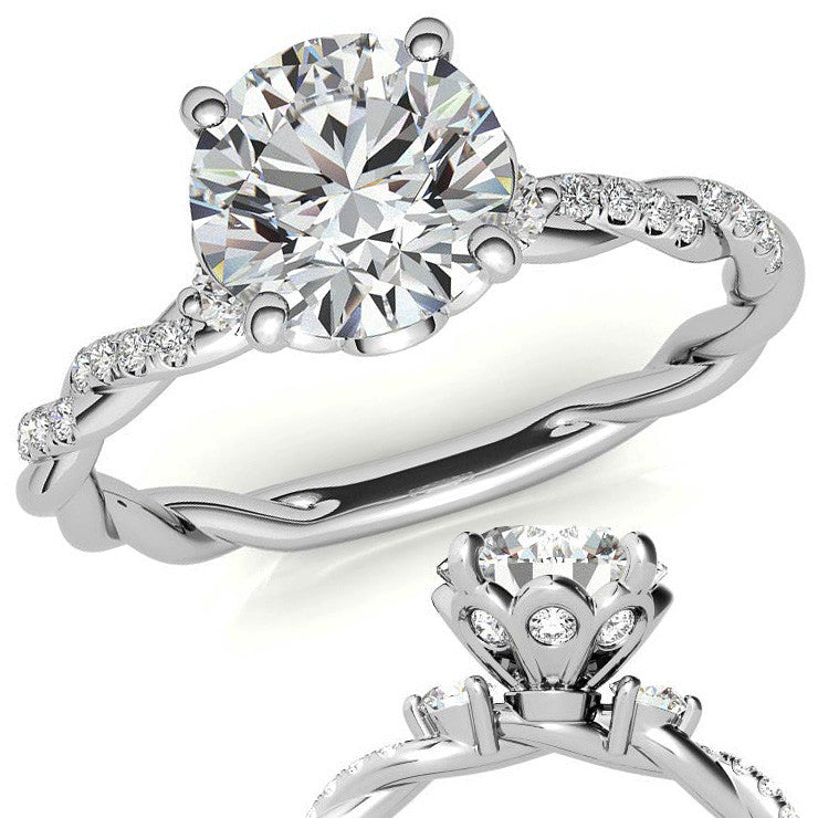 Round Petal Infinity Design Moissanite Engagement Ring
