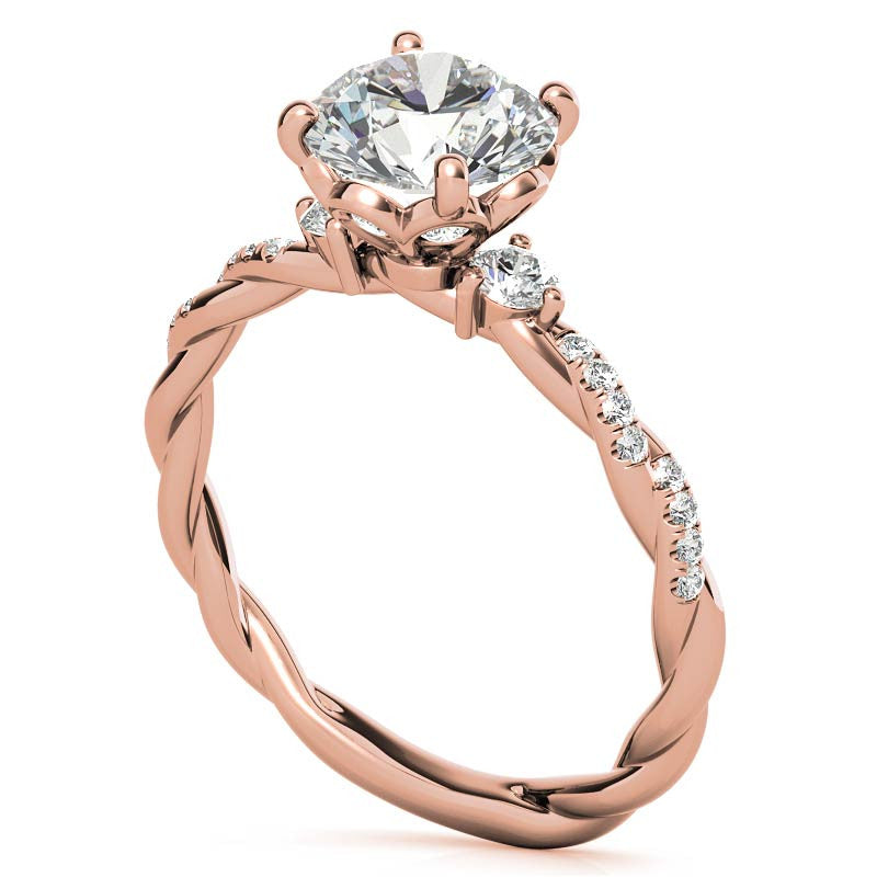 Round Petal Infinity Design Moissanite Engagement Ring