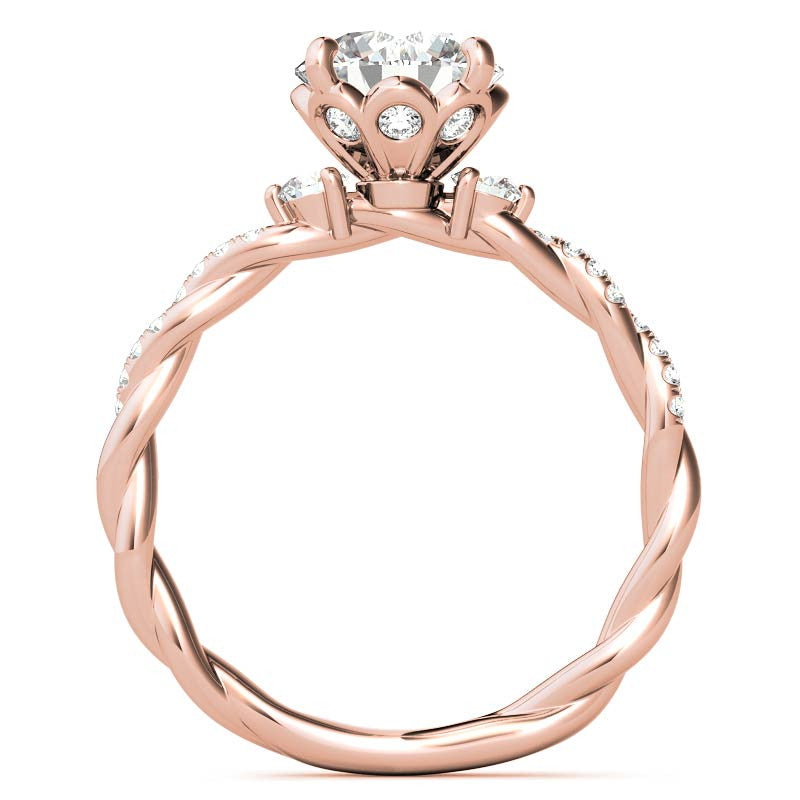 Round Petal Infinity Design Moissanite Engagement Ring