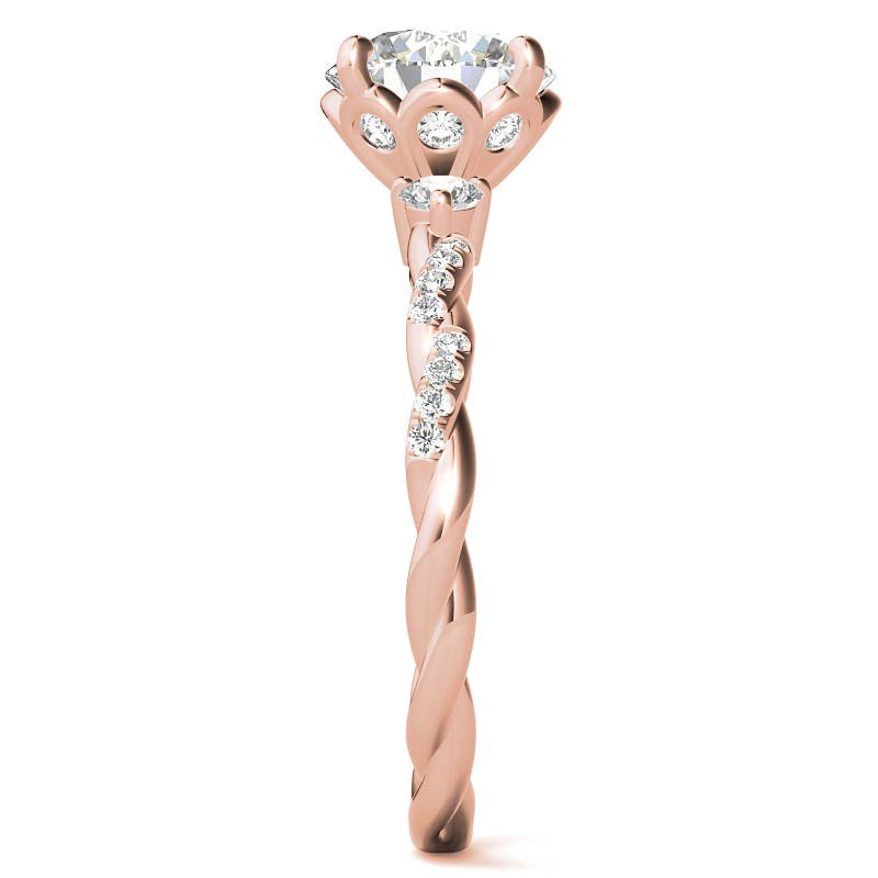 Round Petal Infinity Design Moissanite Engagement Ring