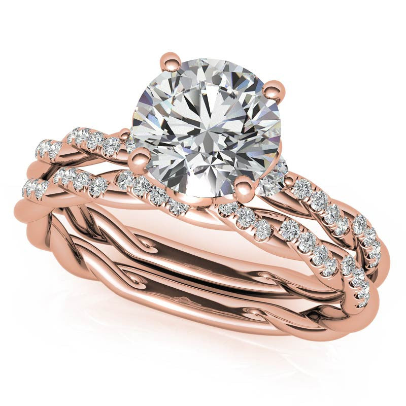 Round Petal Infinity Design Moissanite Engagement Ring