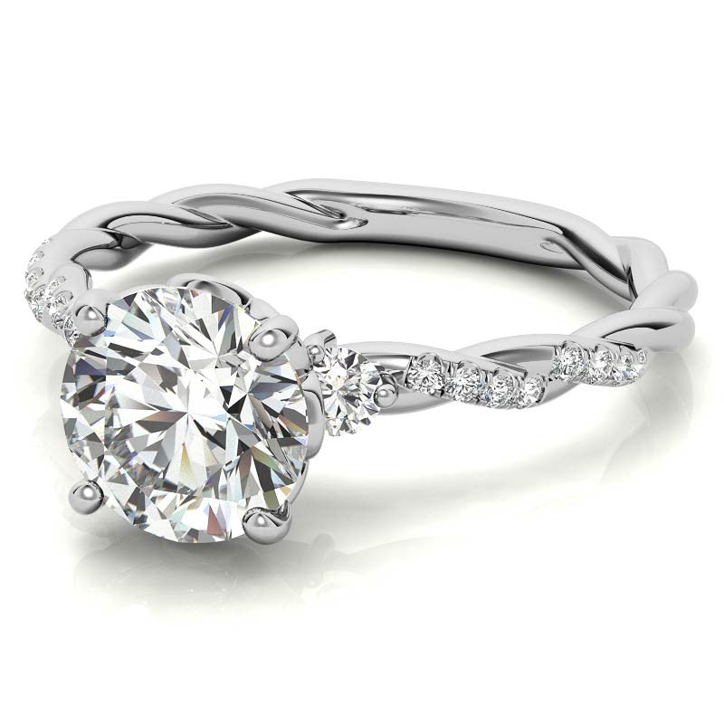 Round Petal Infinity Design Moissanite Engagement Ring