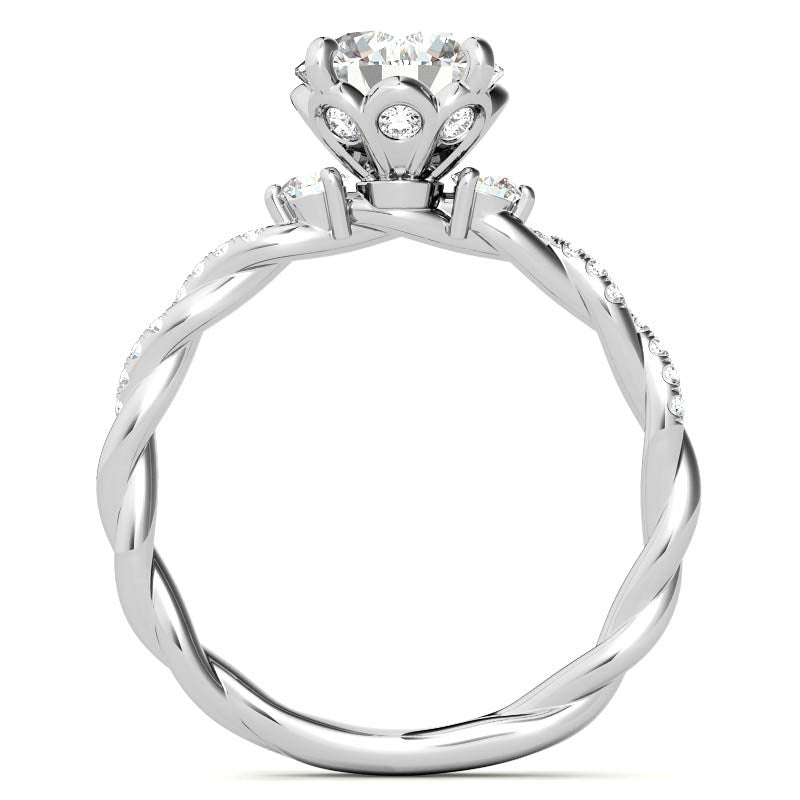 Round Petal Infinity Design Moissanite Engagement Ring