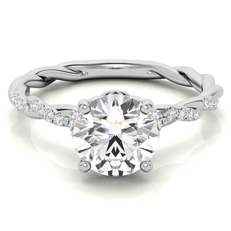 Round Petal Infinity Design Moissanite Engagement Ring