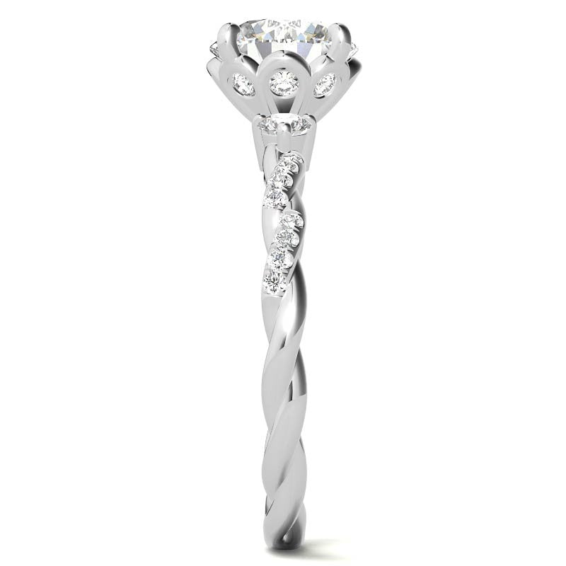 Round Petal Infinity Design Moissanite Engagement Ring