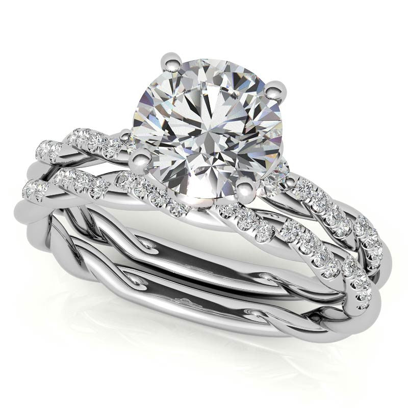 Round Petal Infinity Design Moissanite Engagement Ring