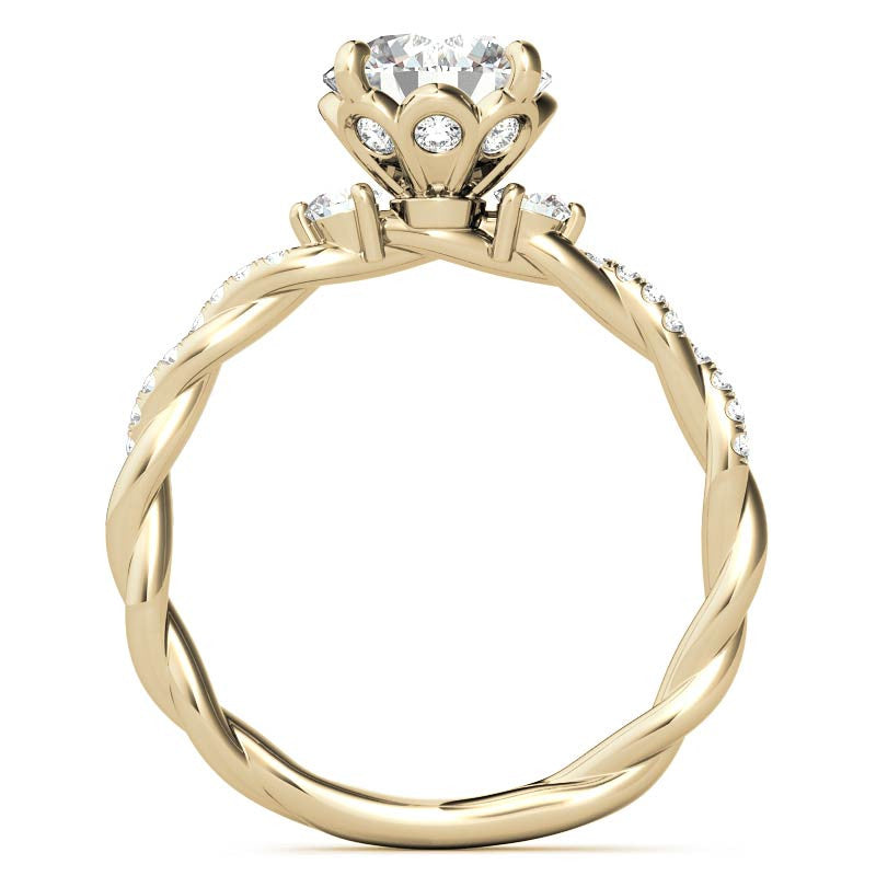 Round Petal Infinity Design Moissanite Engagement Ring