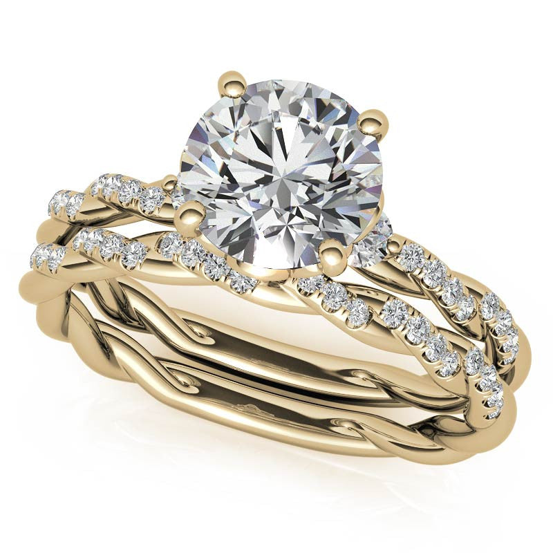 Round Petal Infinity Design Moissanite Engagement Ring