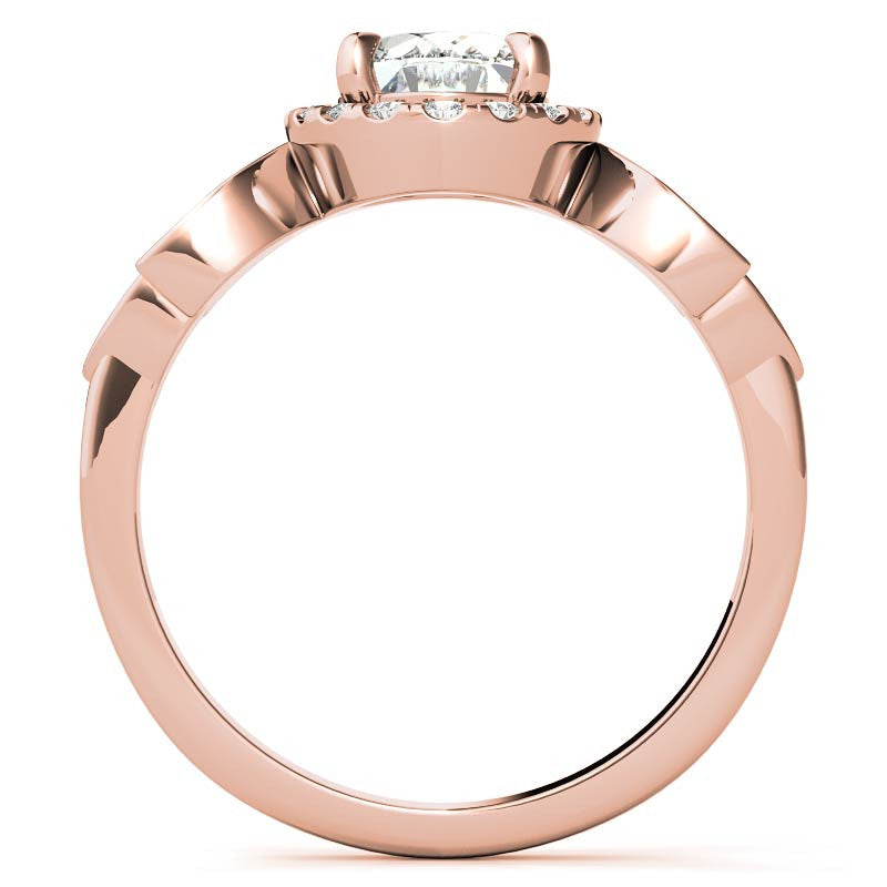Floral Inspired Oval Moissanite Halo Engagement Ring