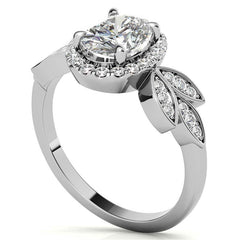 Floral Inspired Oval Moissanite Halo Engagement Ring