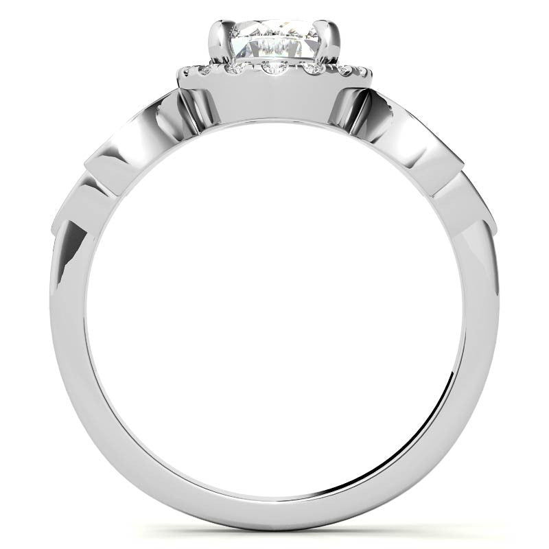 Floral Inspired Oval Moissanite Halo Engagement Ring