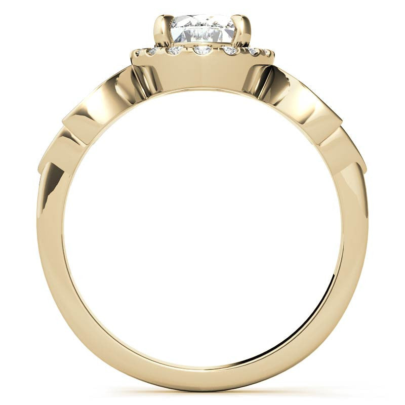 Floral Inspired Oval Moissanite Halo Engagement Ring