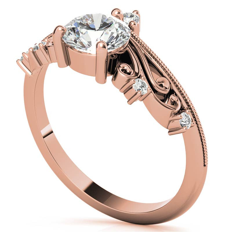 Royal Crown Inspired Round Brilliant Moissanite Engagement Ring