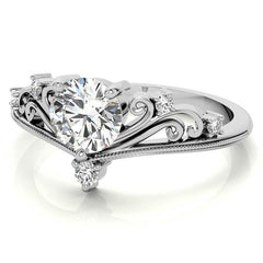 Royal Crown Inspired Round Brilliant Moissanite Engagement Ring
