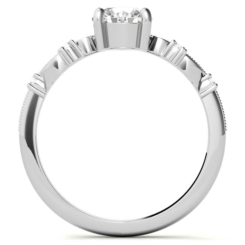 Royal Crown Inspired Round Brilliant Moissanite Engagement Ring