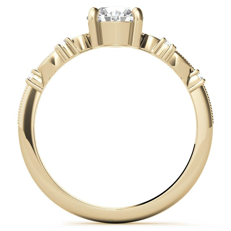 Royal Crown Inspired Round Brilliant Moissanite Engagement Ring