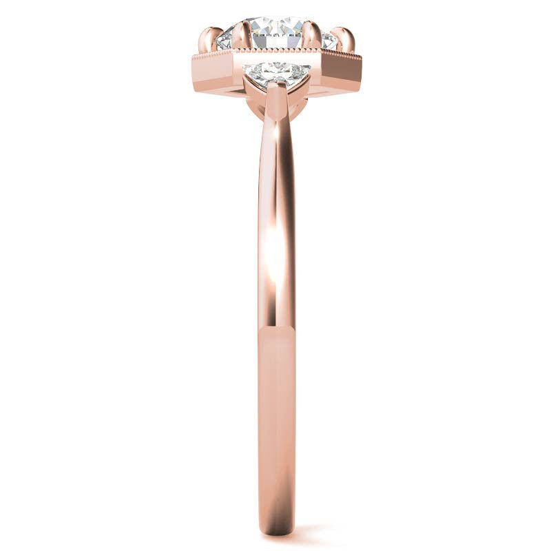 Round and Trillion Moissanite Hexagon Halo Engagement Ring