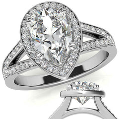 Split Shank Cathedral Pear Moissanite Engagement Ring