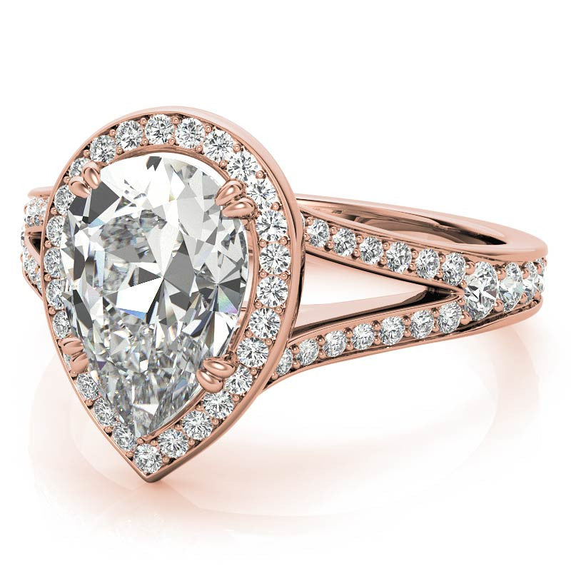 Split Shank Cathedral Pear Moissanite Engagement Ring