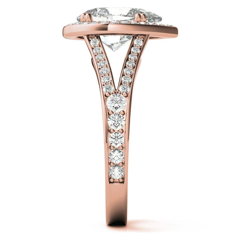 Split Shank Cathedral Pear Moissanite Engagement Ring
