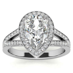 Split Shank Cathedral Pear Moissanite Engagement Ring