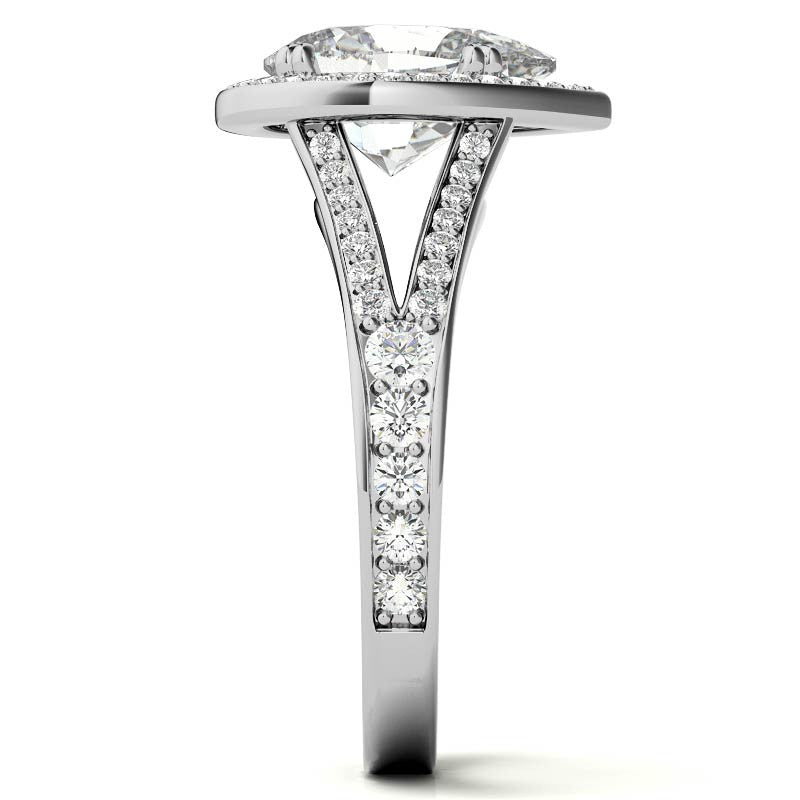 Split Shank Cathedral Pear Moissanite Engagement Ring