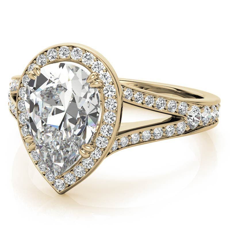 Split Shank Cathedral Pear Moissanite Engagement Ring