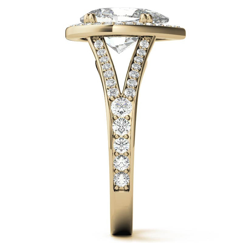Split Shank Cathedral Pear Moissanite Engagement Ring