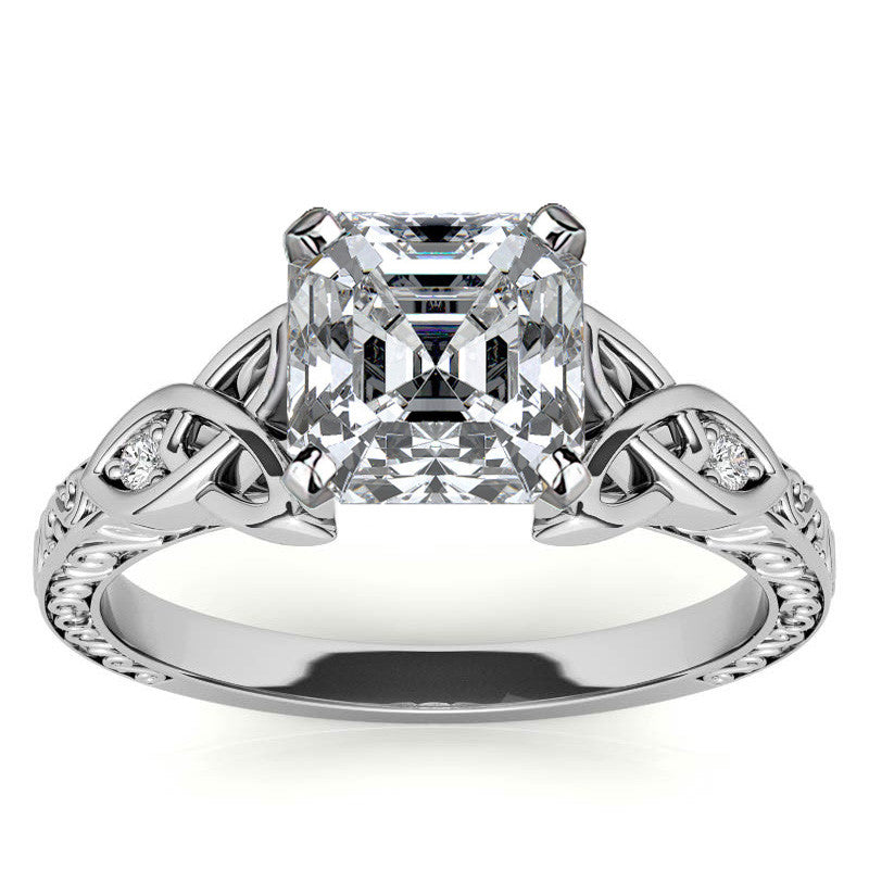 Moissanite Accented Celtic Knot Engagement Ring