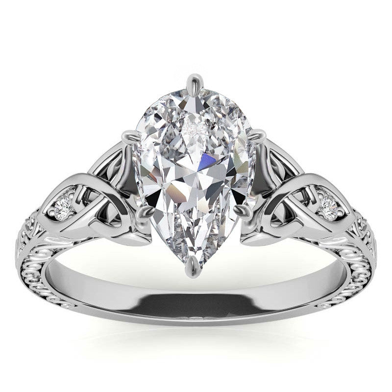 Moissanite Accented Celtic Knot Engagement Ring