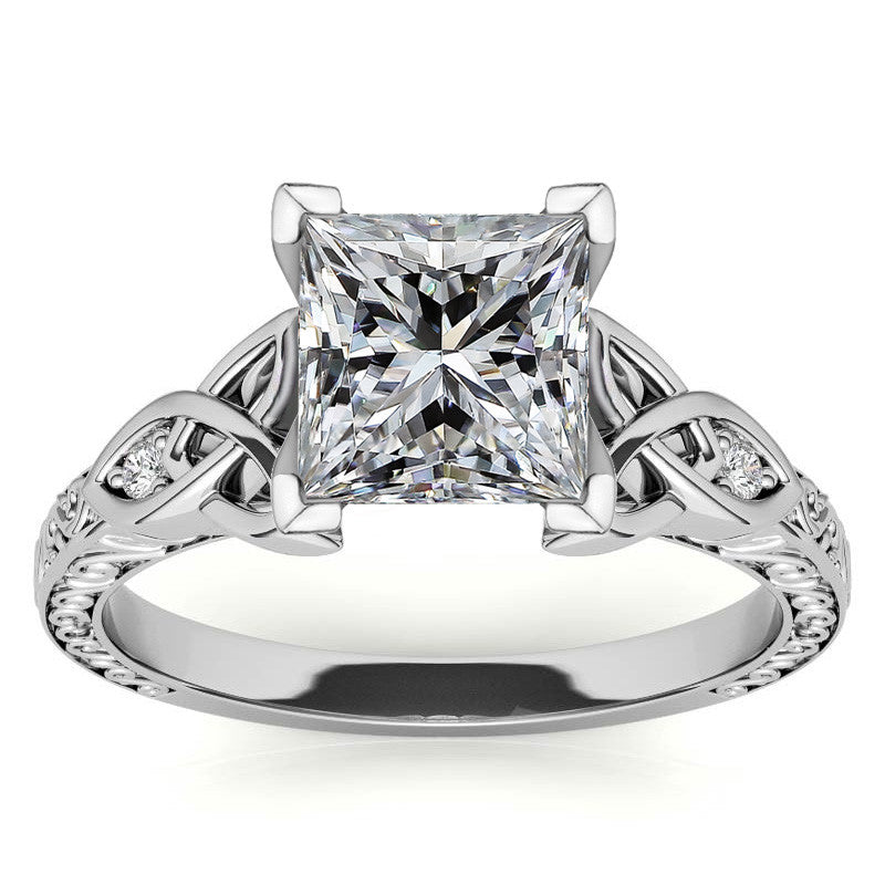 Moissanite Accented Celtic Knot Engagement Ring