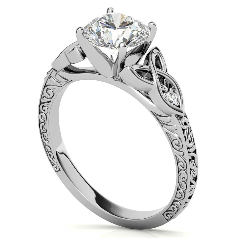 Moissanite Accented Celtic Knot Engagement Ring