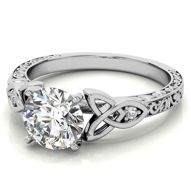 Moissanite Accented Celtic Knot Engagement Ring