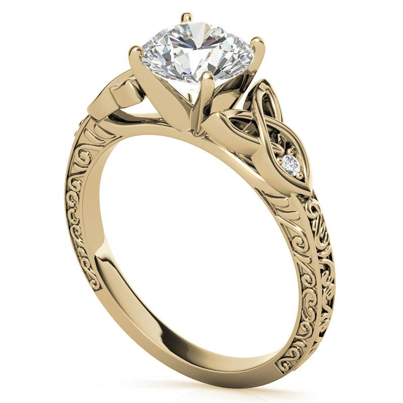 Moissanite Accented Celtic Knot Engagement Ring