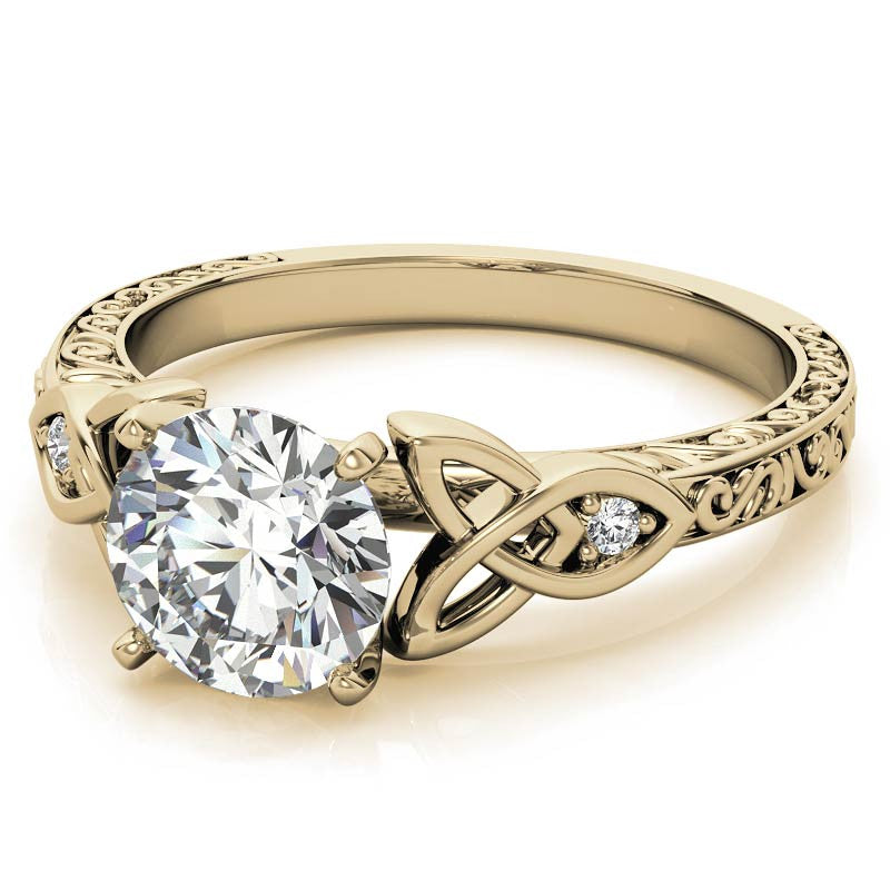 Moissanite Accented Celtic Knot Engagement Ring