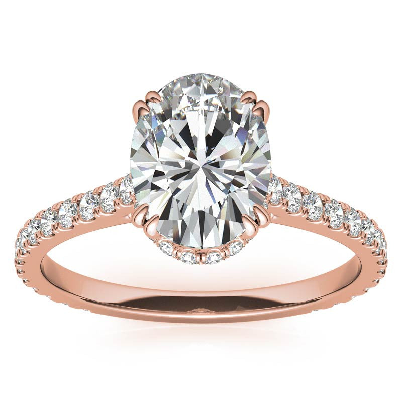 Oval Hidden Halo Moissanite Engagement Ring
