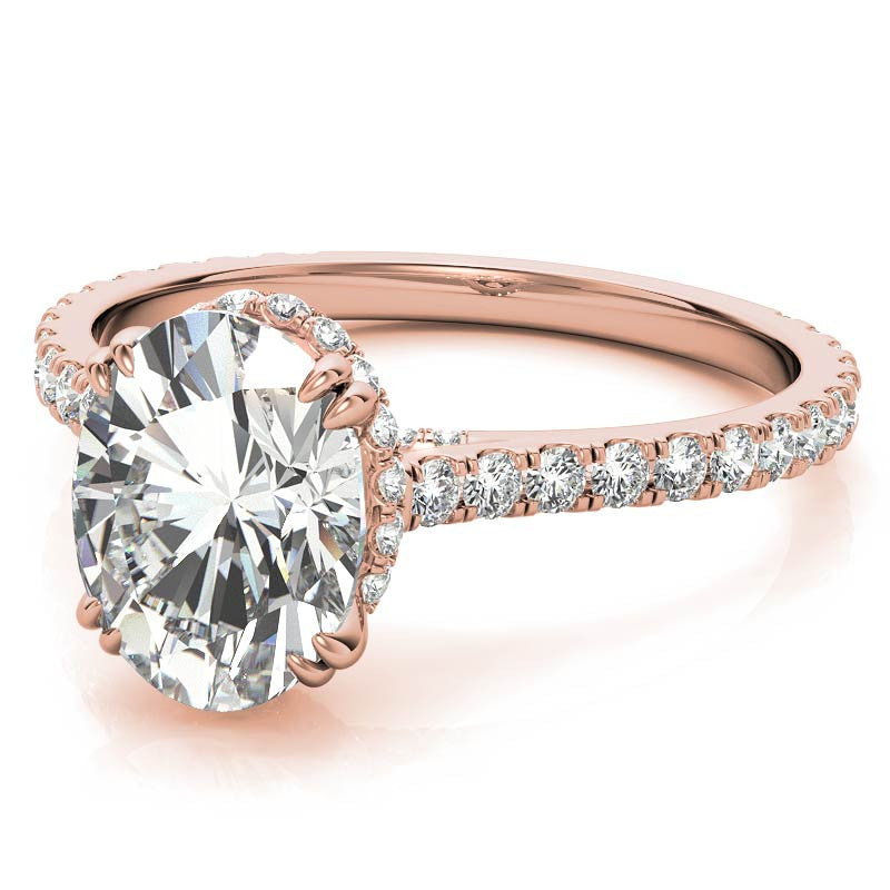 Oval Hidden Halo Moissanite Engagement Ring