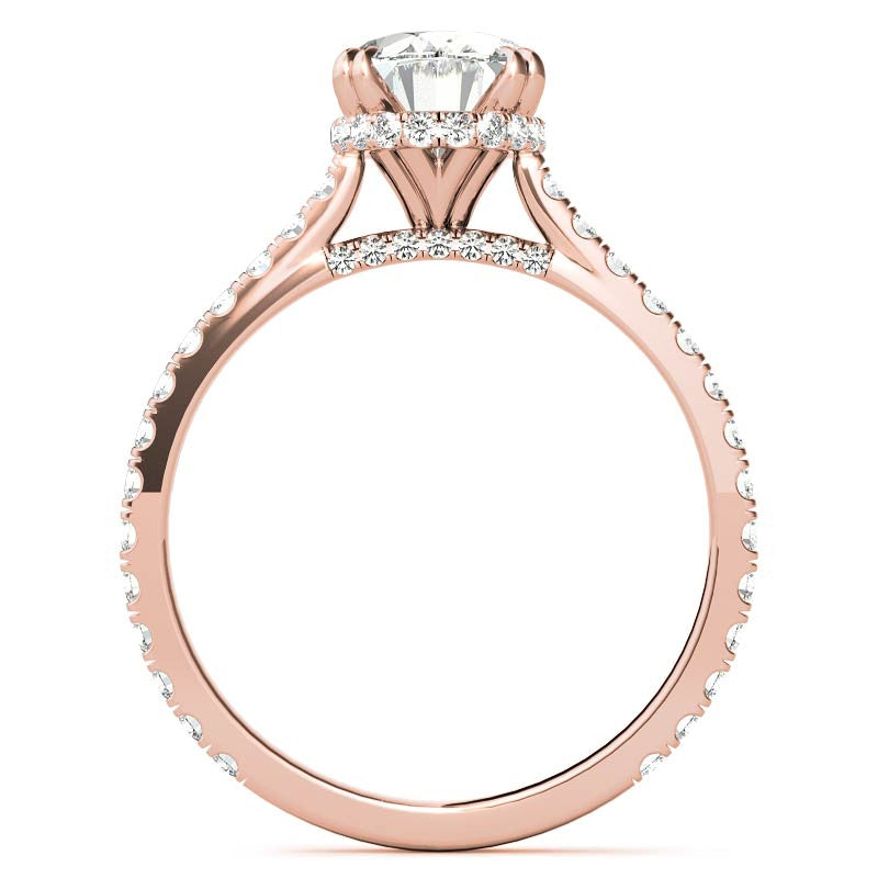 Oval Hidden Halo Moissanite Engagement Ring