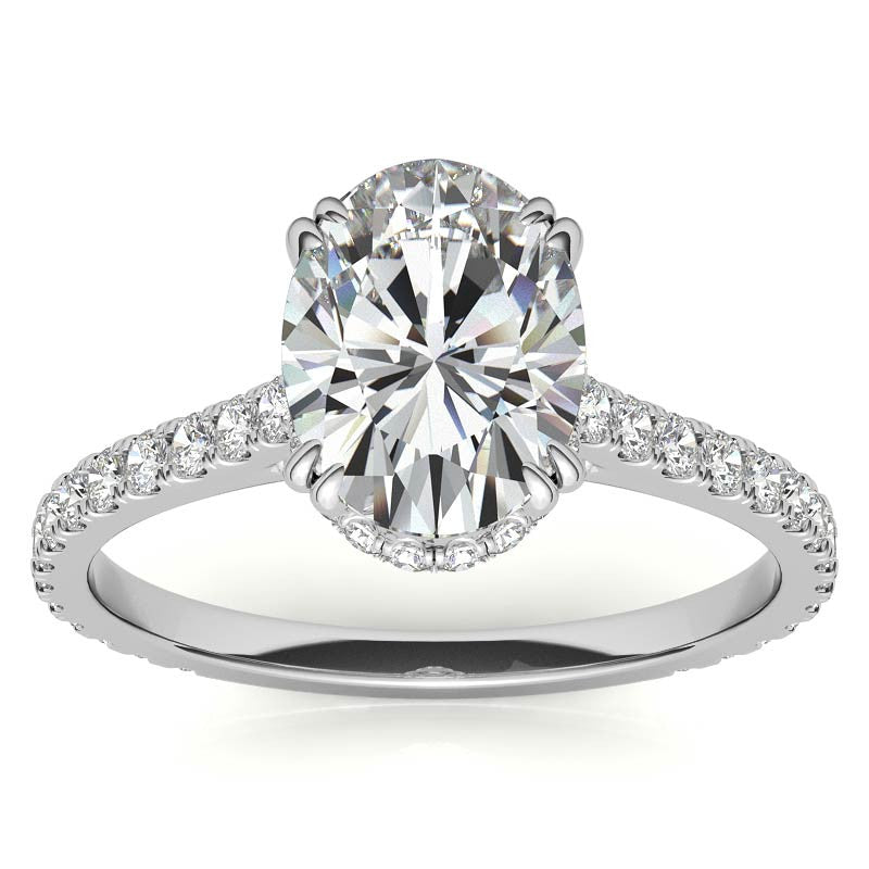 Oval Hidden Halo Moissanite Engagement Ring