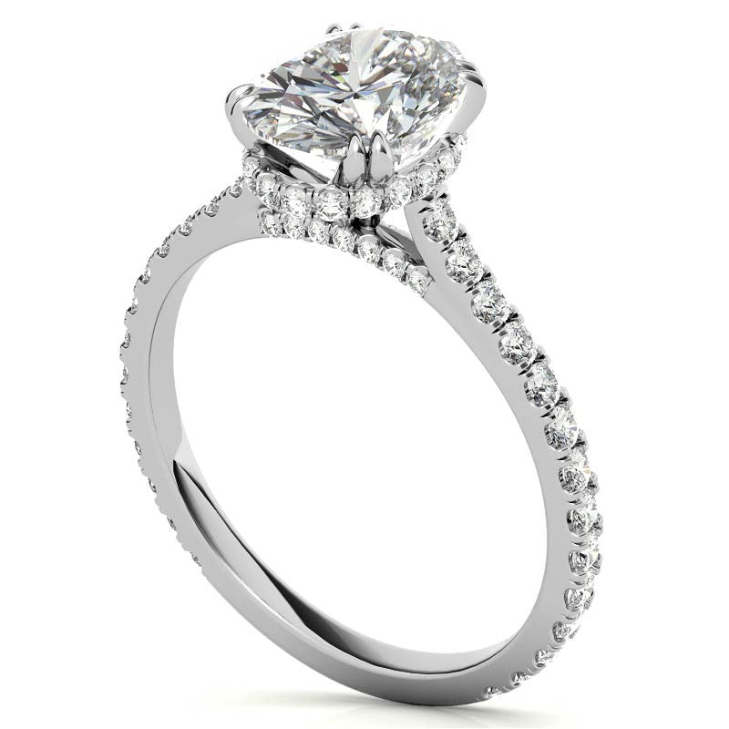 Oval Hidden Halo Moissanite Engagement Ring