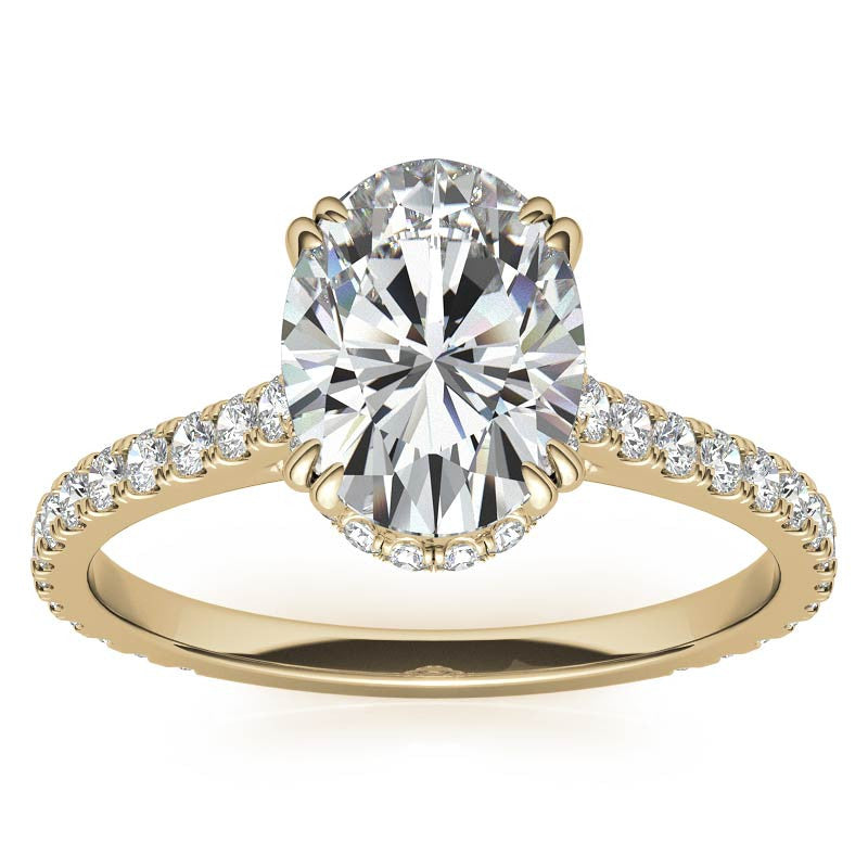 Oval Hidden Halo Moissanite Engagement Ring